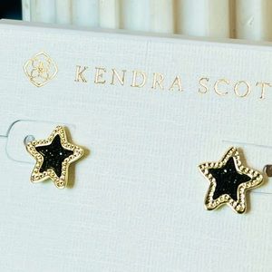 Kendra Scott Jae Star Blue Drusy Studs earrings in gold color